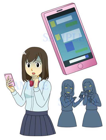 SNSでいじめを受ける絵