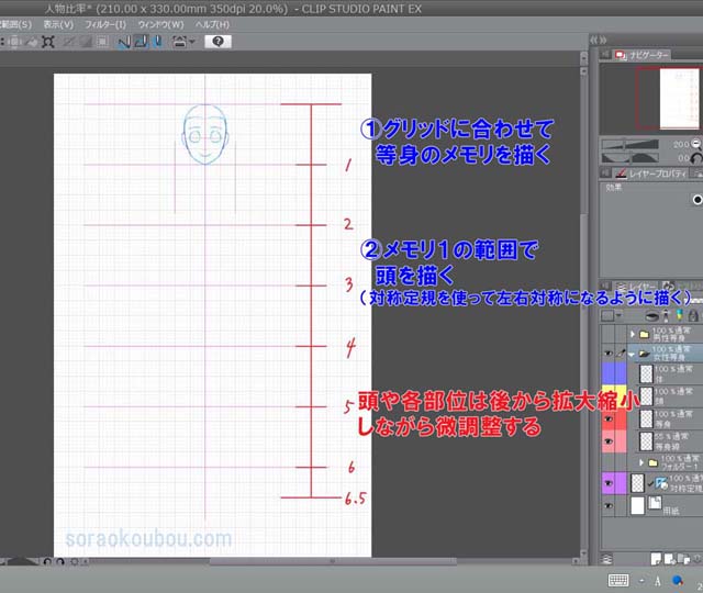 キャラクターの等身表をつくる