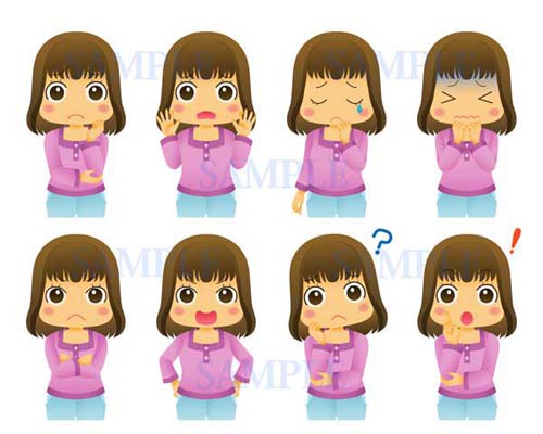 女性の表情のイラスト