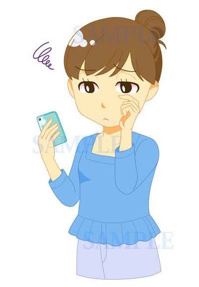 スマートフォンで眼精疲労の絵