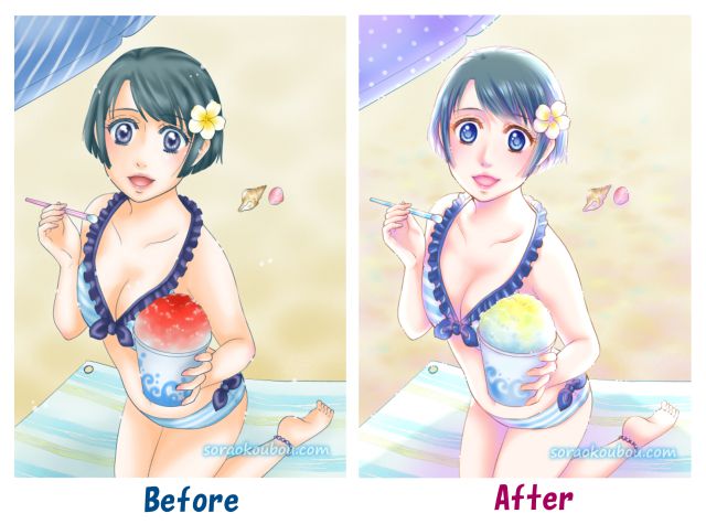 イラストカラー彩色テクニック変化